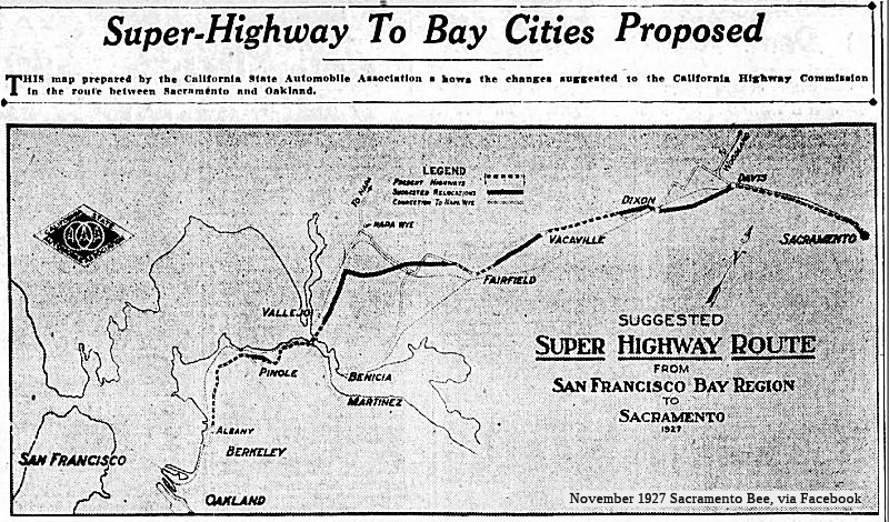San Francisco to Sacramento - CSAA Nov 1927 Proposal