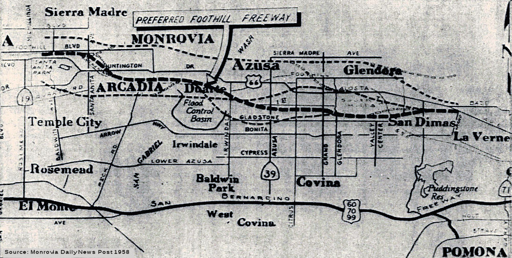 Foothill Freeway - Proposed Routing - Arcadia to La Verne